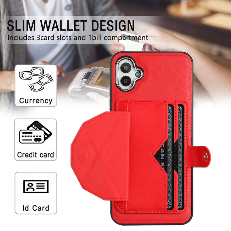 For Samsung Galaxy A04E / F04 / M04 Shockproof Leather Phone Case with Card Holder(Red) - free shipping - PMC TechLife - Order now!