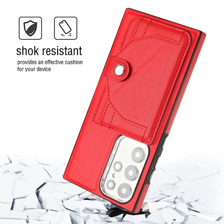 For Samsung Galaxy S22 Ultra 5G Shockproof Leather Phone Case with Card Holder(Red) - free shipping - PMC TechLife - Order now!