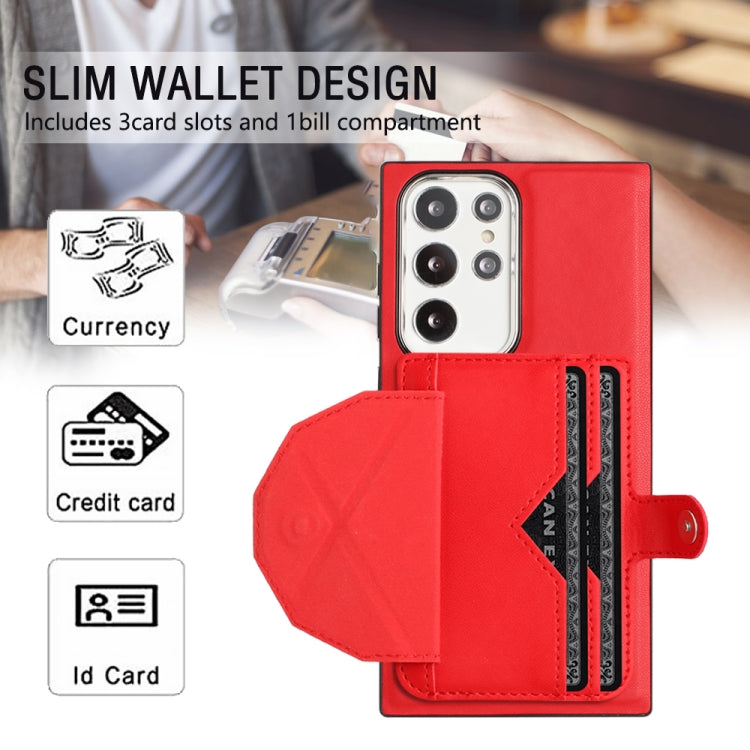 For Samsung Galaxy S22 Ultra 5G Shockproof Leather Phone Case with Card Holder(Red) - free shipping - PMC TechLife - Order now!