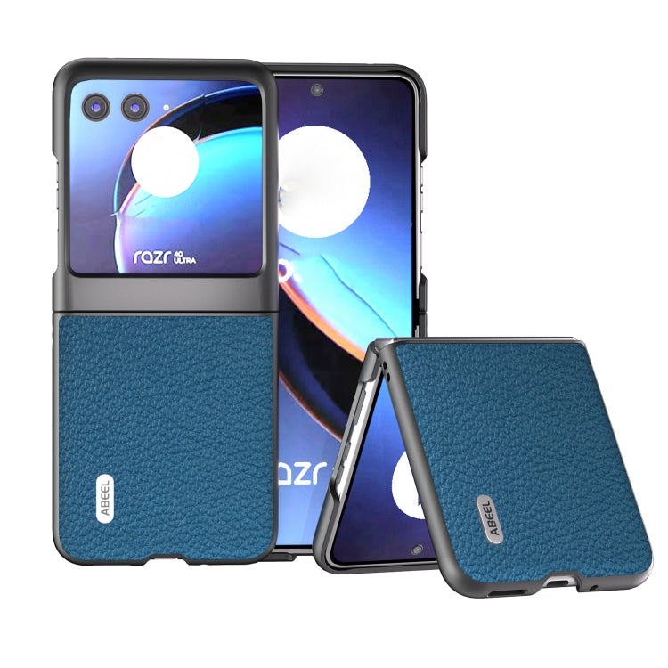 For Motorola Razr 40 Ultra ABEEL Genuine Leather Litchi Texture Phone Case(Blue) - free shipping - PMC TechLife - Order now!