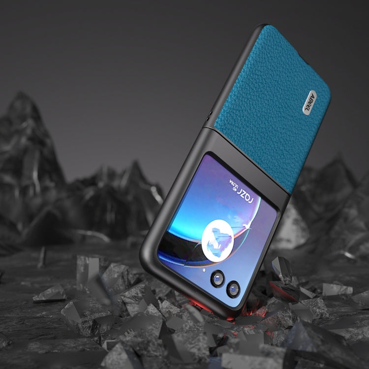 For Motorola Razr 40 Ultra ABEEL Genuine Leather Litchi Texture Phone Case(Blue) - free shipping - PMC TechLife - Order now!
