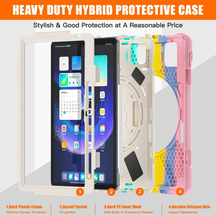 For Xiaomi Pad 6 / Pad 6 Pro Silicone Hybrid PC Tablet Case with Grip & Shoulder Strap(Colorful Pink) - free shipping - PMC TechLife - Order now!