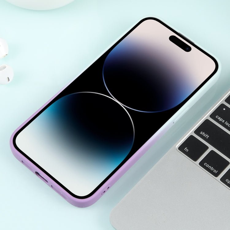 For iPhone 14 Pro Gradient Starry Silicone Phone Case with Lens Film(White Purple) - iPhone 14 Pro Cases by PMC Jewellery | Online Shopping South Africa | PMC Jewellery