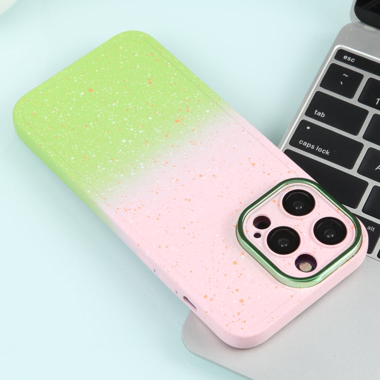 For iPhone 13 Pro Gradient Starry Silicone Phone Case with Lens Film(Pink Green) - iPhone 13 Pro Cases by PMC Jewellery | Online Shopping South Africa | PMC Jewellery