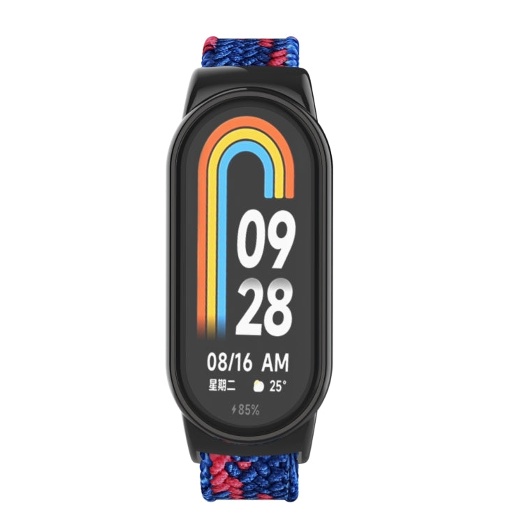 For Xiaomi Mi Band 8 Metal Head + Adjustable Nylon Braided Steel Buckle Watch Band(Blue Red) - Watch Bands by PMC Jewellery | Online Shopping South Africa | PMC Jewellery