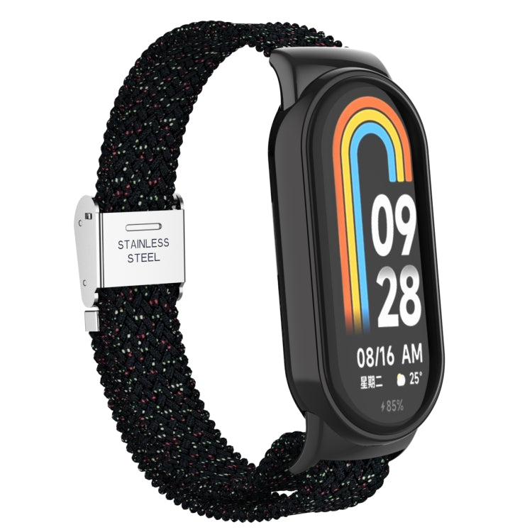 For Xiaomi Mi Band 8 Metal Head + Adjustable Nylon Braided Steel Buckle Watch Band(Starlight Black) - Watch Bands by PMC Jewellery | Online Shopping South Africa | PMC Jewellery