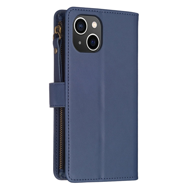 For iPhone 15 9 Card Slots Zipper Wallet Leather Flip Phone Case(Blue) - free shipping - PMC TechLife - Order now!