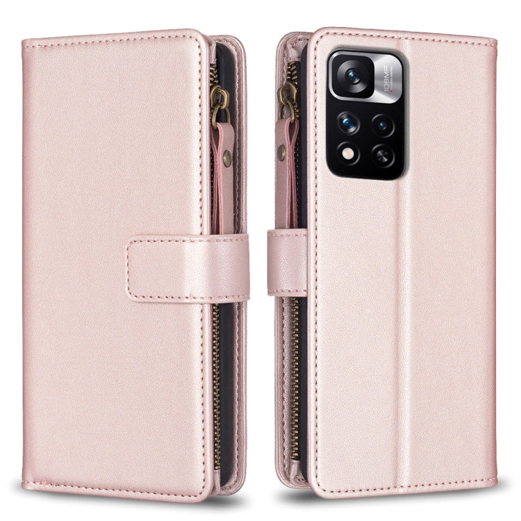 For Xiaomi Redmi Note 11 Pro 9 Card Slots Zipper Wallet Leather Flip Phone Case(Rose Gold) - free shipping - PMC TechLife - Order now!
