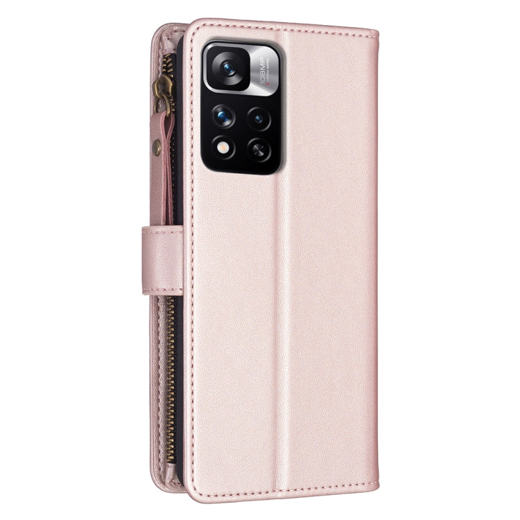 For Xiaomi Redmi Note 11 Pro 9 Card Slots Zipper Wallet Leather Flip Phone Case(Rose Gold) - free shipping - PMC TechLife - Order now!