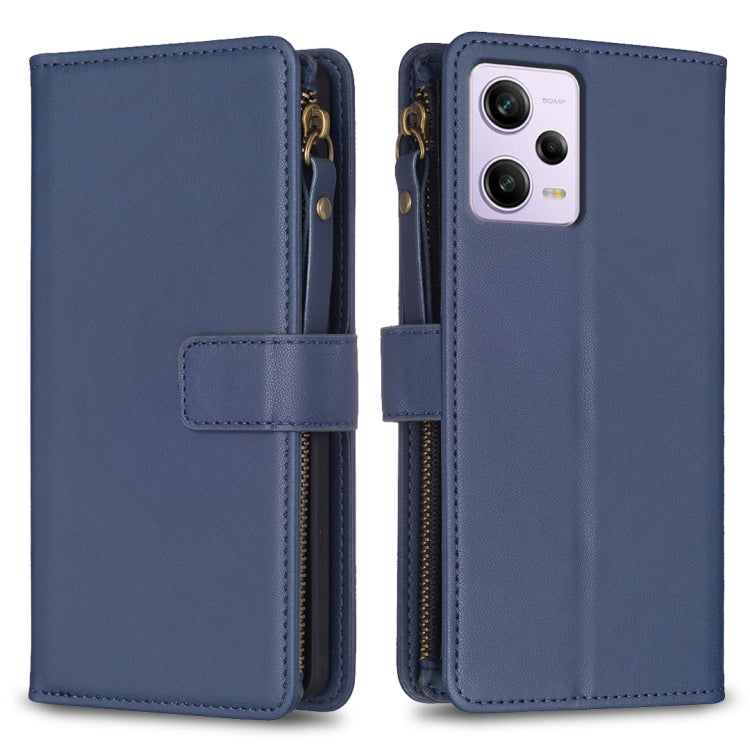 For Xiaomi Redmi Note 12 Pro 9 Card Slots Zipper Wallet Leather Flip Phone Case(Blue) - free shipping - PMC TechLife - Order now!