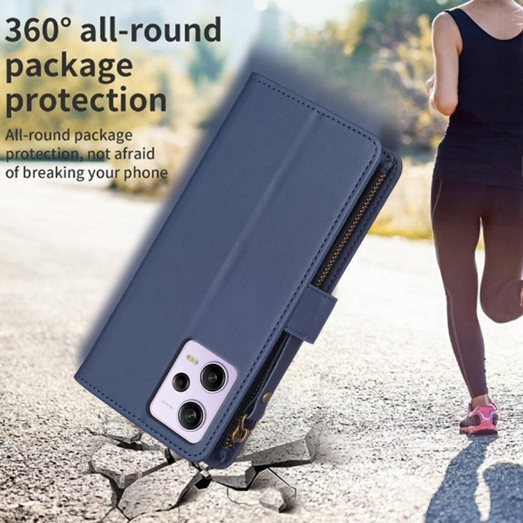 For Xiaomi Redmi Note 12 Pro 9 Card Slots Zipper Wallet Leather Flip Phone Case(Blue) - free shipping - PMC TechLife - Order now!