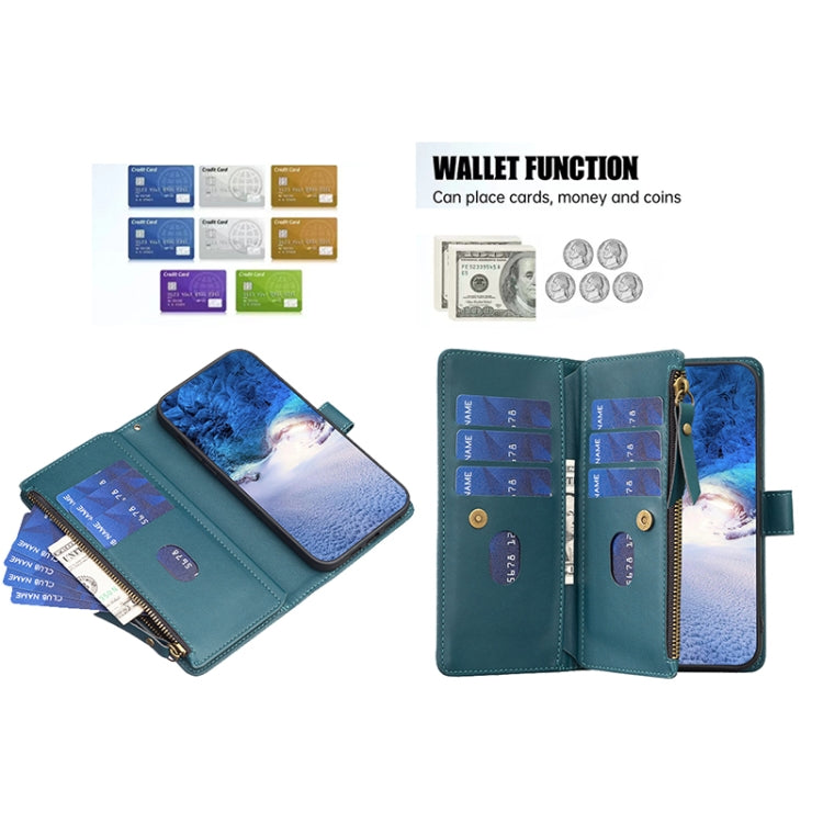 For Xiaomi 13 Lite 9 Card Slots Zipper Wallet Leather Flip Phone Case(Green) - free shipping - PMC TechLife - Order now!