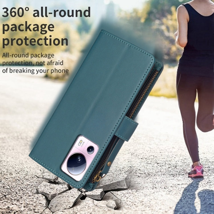 For Xiaomi 13 Lite 9 Card Slots Zipper Wallet Leather Flip Phone Case(Green) - free shipping - PMC TechLife - Order now!