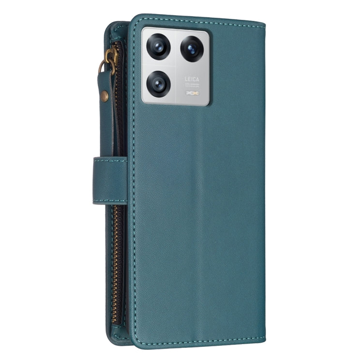 For Xiaomi 13 9 Card Slots Zipper Wallet Leather Flip Phone Case(Green) - free shipping - PMC TechLife - Order now!