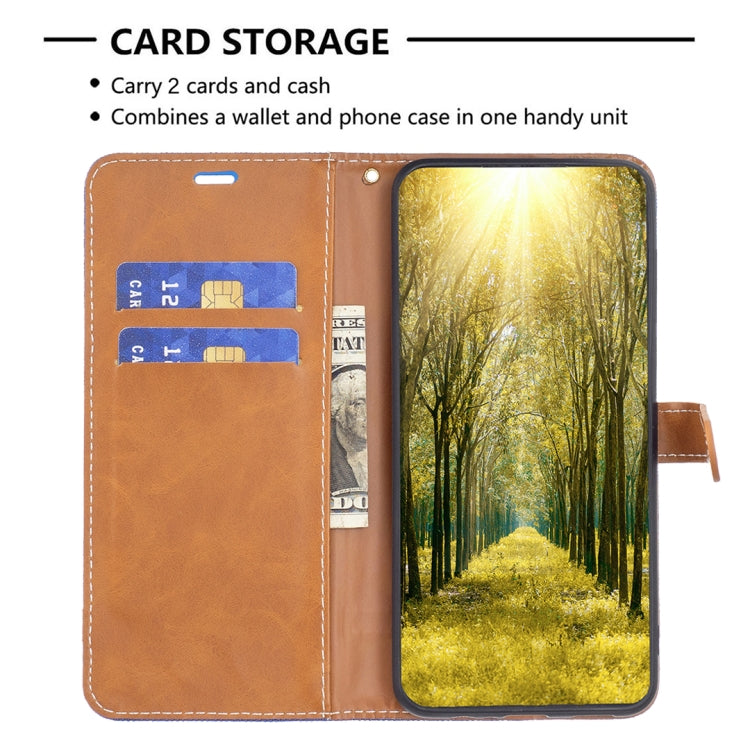 For Xiaomi Redmi 12 4G Color Block Denim Texture Leather Phone Case(Royal Blue) - free shipping - PMC TechLife - Order now!