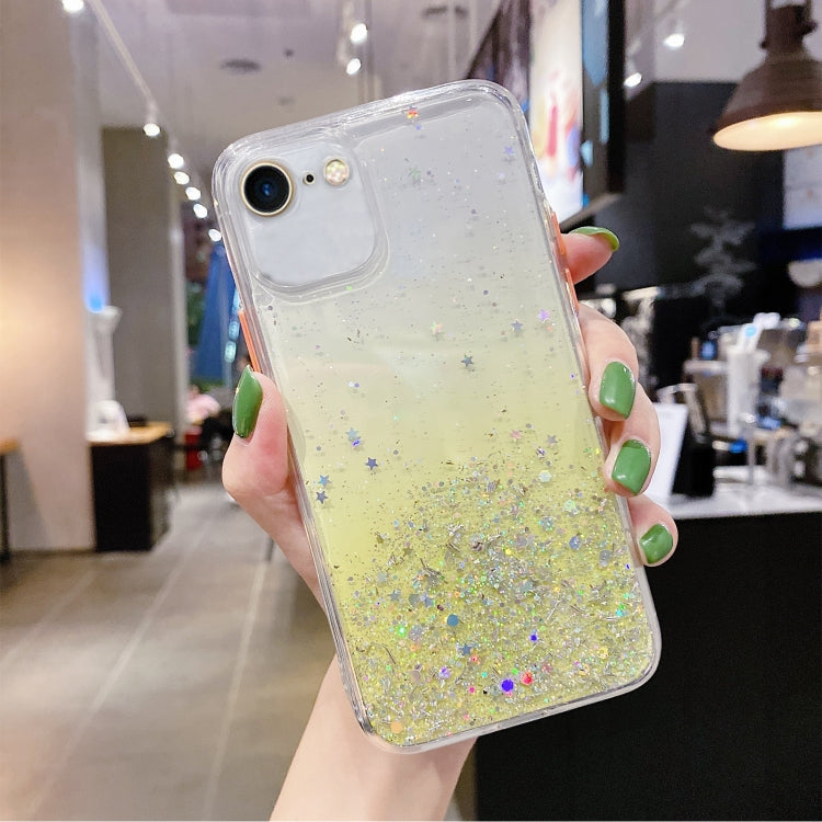 For iPhone SE 2022 / SE 2020 / 8 / 7 Starry Gradient Glitter Powder TPU Phone Case(Yellow) - iPhone SE 2022 / 2020 / 8 / 7 Cases by PMC Jewellery | Online Shopping South Africa | PMC Jewellery