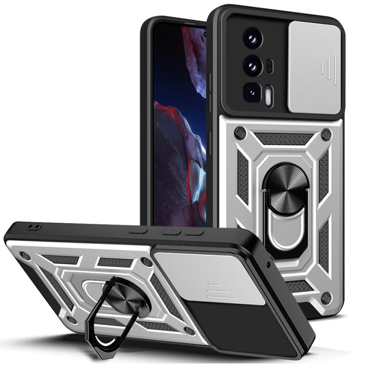 For Xiaomi Poco F5 Pro Sliding Camera Cover Design TPU Hybrid PC Phone Case(Silver) - free shipping - PMC TechLife - Order now!