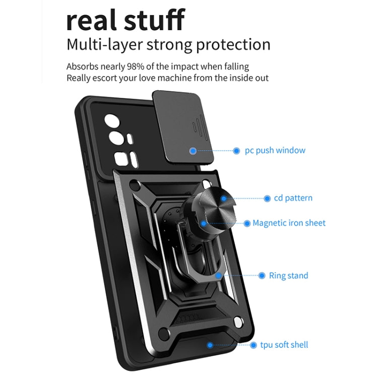 For Xiaomi Poco F5 Pro Sliding Camera Cover Design TPU Hybrid PC Phone Case(Silver) - free shipping - PMC TechLife - Order now!