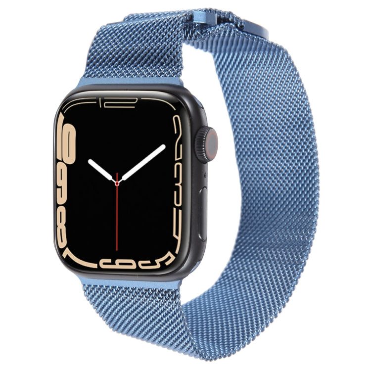 For Apple Watch 8 45mm Milanese Metal Magnetic Watch Band(Blue) - Watch Bands by PMC Jewellery | Online Shopping South Africa | PMC Jewellery