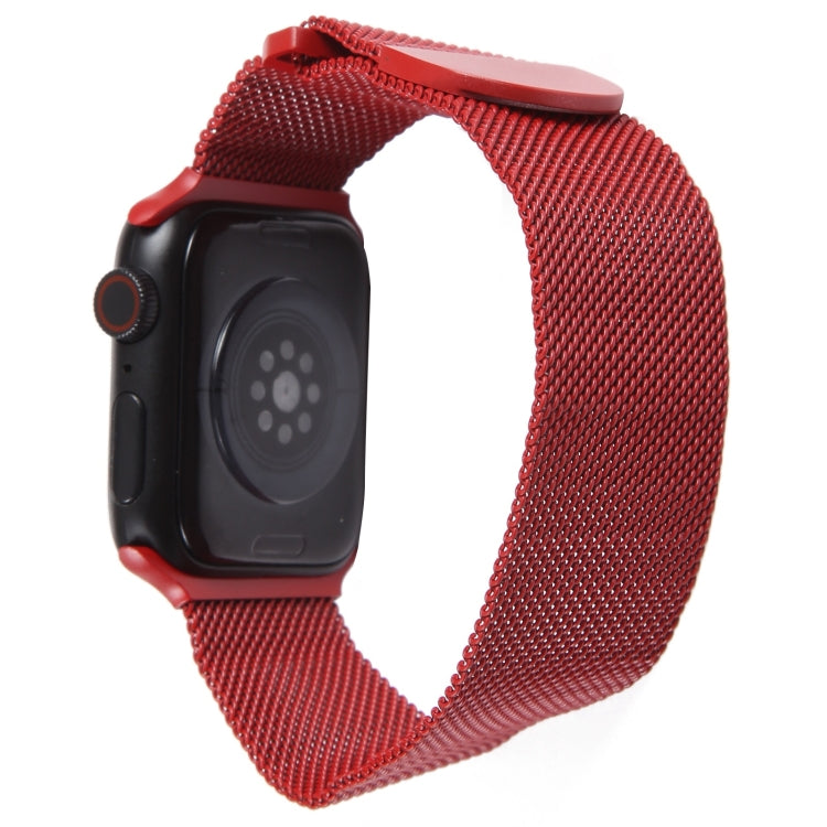 For Apple Watch SE 44mm Milanese Metal Magnetic Watch Band(Red) - Watch Bands by PMC Jewellery | Online Shopping South Africa | PMC Jewellery