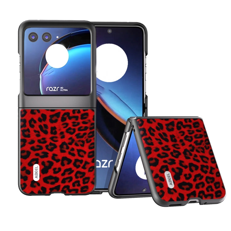 For Motorola Razr 40 Ultra ABEEL Black Edge Leopard Phone Case(Red Leopard) - Motorola Cases by PMC Jewellery | Online Shopping South Africa | PMC Jewellery