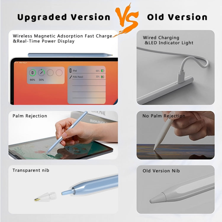 P10s Transparent Case Wireless Charging Stylus Pen for iPad 2018 or Later(Blue) - Stylus Pen by PMC TechLife | Online Shopping South Africa | PMC TechLife