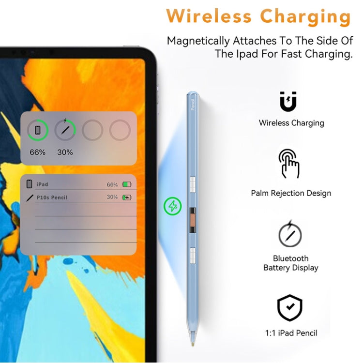 P10s Transparent Case Wireless Charging Stylus Pen for iPad 2018 or Later(Black) - Stylus Pen by PMC TechLife | Online Shopping South Africa | PMC TechLife