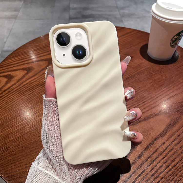 For iPhone 14 Plus Solid Color Wave Texture TPU Phone Case(Beige) - iPhone 14 Plus Cases by PMC TechLife | Online Shopping South Africa | PMC TechLife