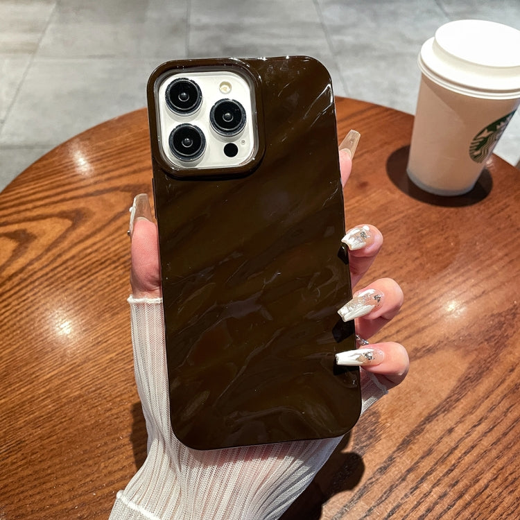 For iPhone 14 Pro Solid Color Wave Texture TPU Phone Case(Chocolate) - iPhone 14 Pro Cases by PMC TechLife | Online Shopping South Africa | PMC TechLife