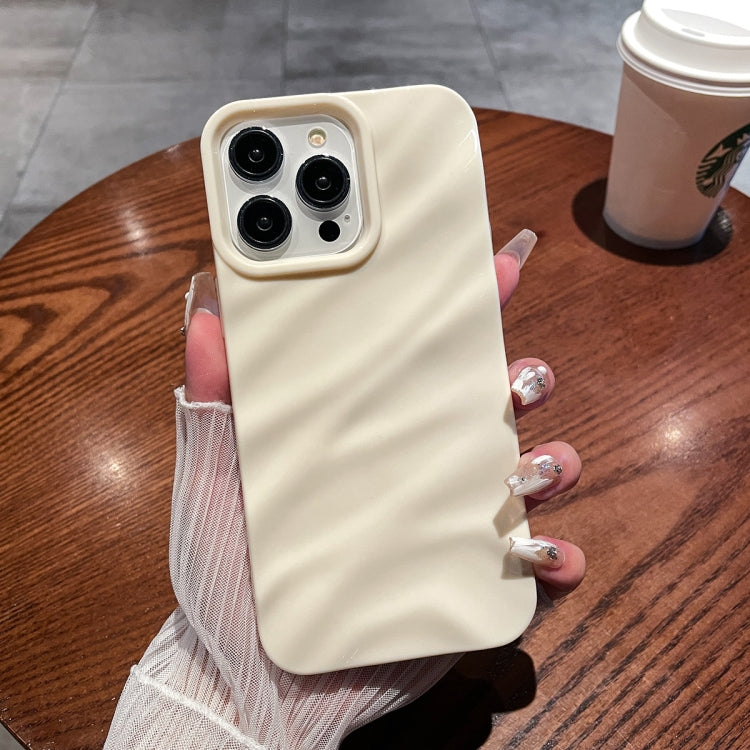 For iPhone 14 Pro Max Solid Color Wave Texture TPU Phone Case(Beige) - iPhone 14 Pro Max Cases by PMC TechLife | Online Shopping South Africa | PMC TechLife