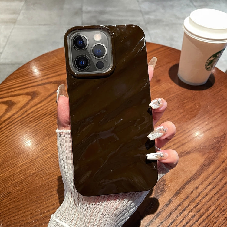 For iPhone 12 Pro Max Solid Color Wave Texture TPU Phone Case(Chocolate) - iPhone 12 Pro Max Cases by PMC TechLife | Online Shopping South Africa | PMC TechLife