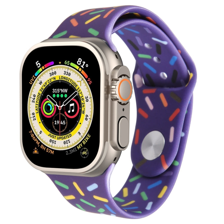 Rainbow Raindrops Silicone Watch Band For Apple Watch Ultra 49mm(Dark Purple) - Watch Bands by PMC TechLife | Online Shopping South Africa | PMC TechLife