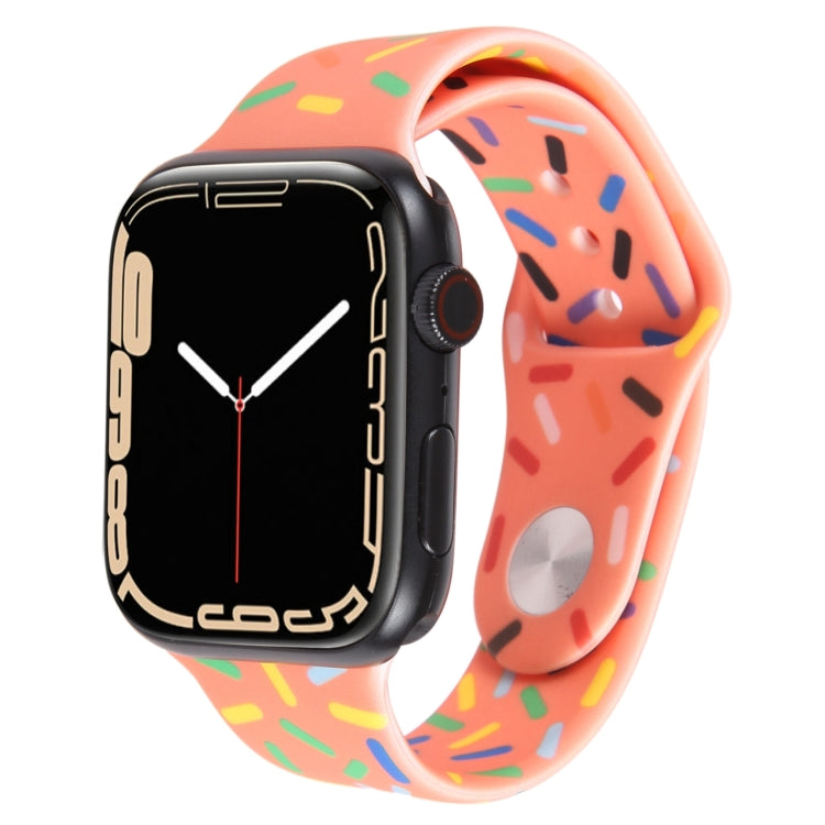 Rainbow Raindrops Silicone Watch Band For Apple Watch 8 45mm(Orange) - Watch Bands by PMC TechLife | Online Shopping South Africa | PMC TechLife