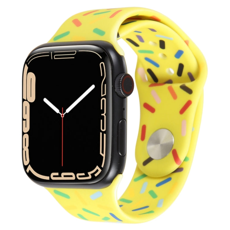 Rainbow Raindrops Silicone Watch Band For Apple Watch 7 41mm(Yellow) - Watch Bands by PMC TechLife | Online Shopping South Africa | PMC TechLife