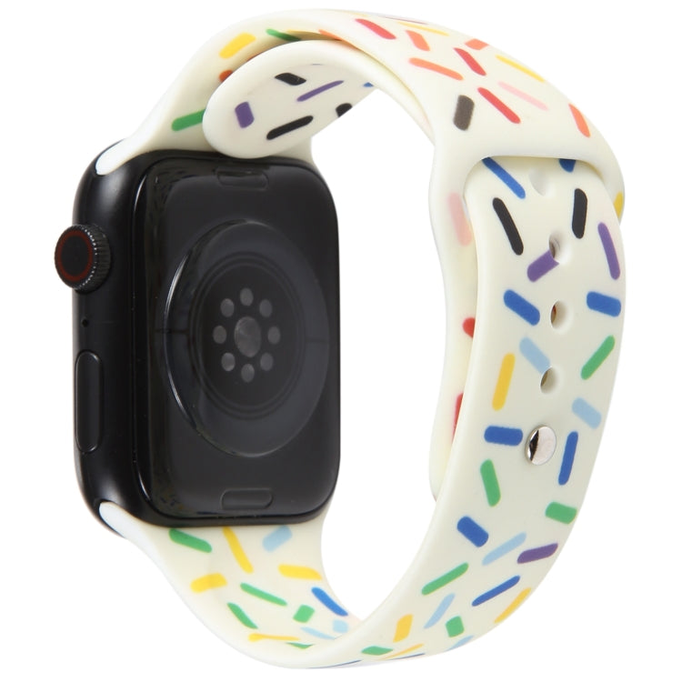 Rainbow Raindrops Silicone Watch Band For Apple Watch 7 41mm(Beige) - Watch Bands by PMC TechLife | Online Shopping South Africa | PMC TechLife
