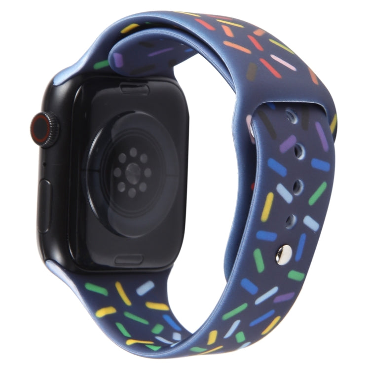 Rainbow Raindrops Silicone Watch Band For Apple Watch 7 45mm(Midnight) - Watch Bands by PMC TechLife | Online Shopping South Africa | PMC TechLife