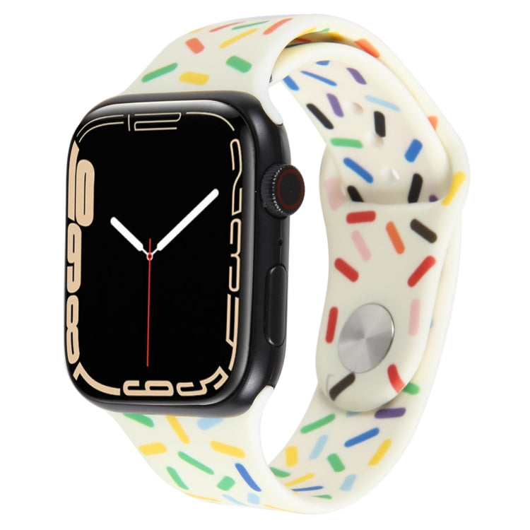 Rainbow Raindrops Silicone Watch Band For Apple Watch 7 45mm(Beige) - Watch Bands by PMC TechLife | Online Shopping South Africa | PMC TechLife
