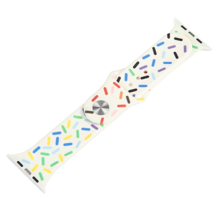 Rainbow Raindrops Silicone Watch Band For Apple Watch 7 45mm(Beige) - Watch Bands by PMC TechLife | Online Shopping South Africa | PMC TechLife