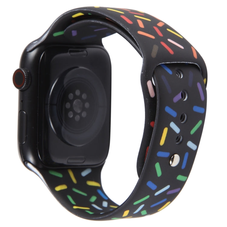 Rainbow Raindrops Silicone Watch Band For Apple Watch SE 2022 40mm(Black) - Watch Bands by PMC Jewellery | Online Shopping South Africa | PMC Jewellery