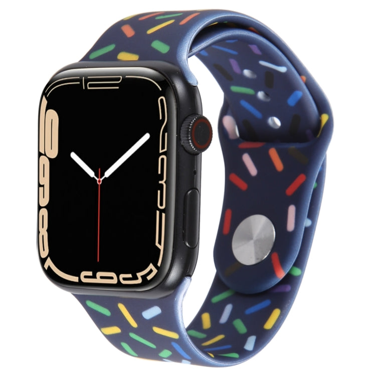 Rainbow Raindrops Silicone Watch Band For Apple Watch SE 2022 44mm(Midnight) - Watch Bands by PMC Jewellery | Online Shopping South Africa | PMC Jewellery