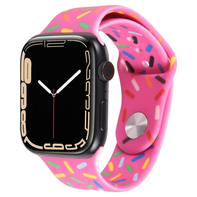 Rainbow Raindrops Silicone Watch Band For Apple Watch SE 40mm(Rose Red) - Watch Bands by PMC TechLife | Online Shopping South Africa | PMC TechLife