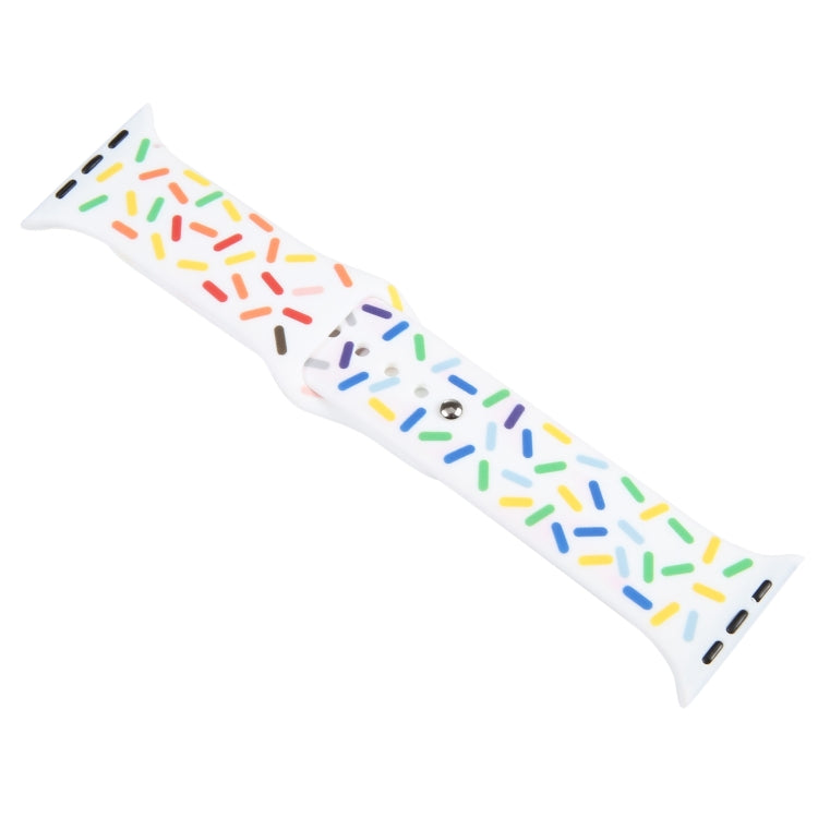 Rainbow Raindrops Silicone Watch Band For Apple Watch SE 44mm(White) - Watch Bands by PMC TechLife | Online Shopping South Africa | PMC TechLife