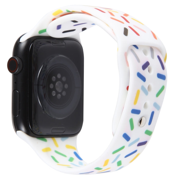 Rainbow Raindrops Silicone Watch Band For Apple Watch SE 44mm(White) - Watch Bands by PMC TechLife | Online Shopping South Africa | PMC TechLife