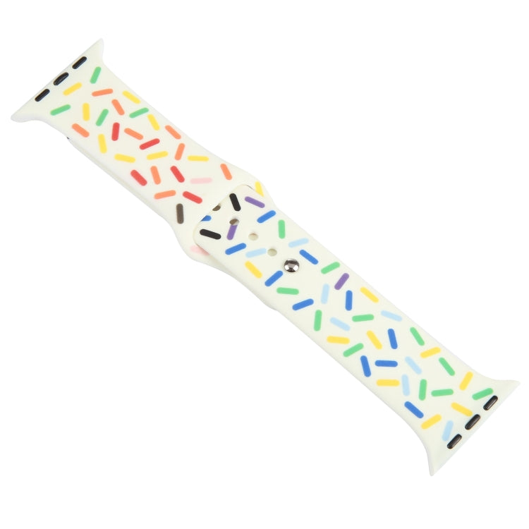 Rainbow Raindrops Silicone Watch Band For Apple Watch 6 40mm(Beige) - Watch Bands by PMC TechLife | Online Shopping South Africa | PMC TechLife