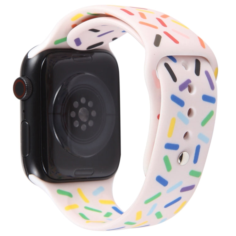 Rainbow Raindrops Silicone Watch Band For Apple Watch 6 44mm(Pink) - Watch Bands by PMC TechLife | Online Shopping South Africa | PMC TechLife