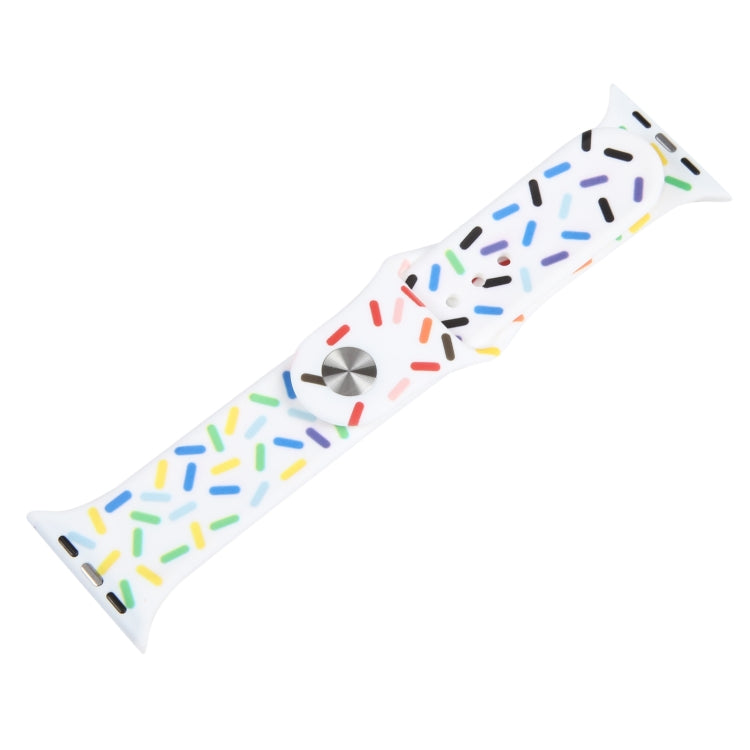 Rainbow Raindrops Silicone Watch Band For Apple Watch 4 40mm(White) - Watch Bands by PMC TechLife | Online Shopping South Africa | PMC TechLife