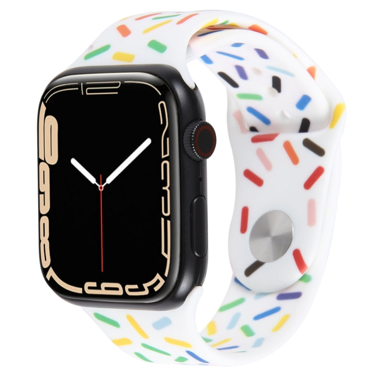 Rainbow Raindrops Silicone Watch Band For Apple Watch 3 38mm(White) - Watch Bands by PMC TechLife | Online Shopping South Africa | PMC TechLife