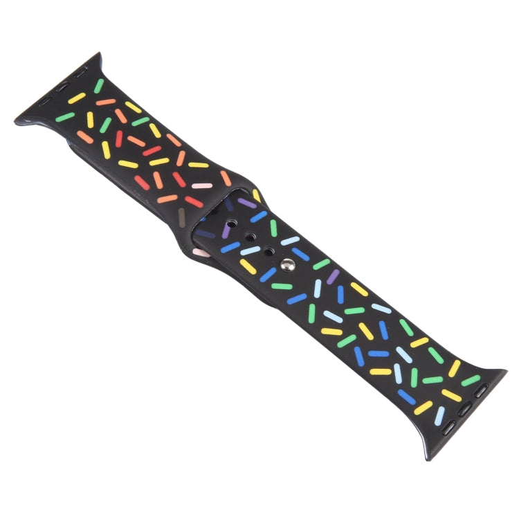 Rainbow Raindrops Silicone Watch Band For Apple Watch 3 38mm(Black) - Watch Bands by PMC TechLife | Online Shopping South Africa | PMC TechLife