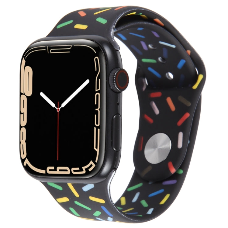 Rainbow Raindrops Silicone Watch Band For Apple Watch 42mm(Black) - Watch Bands by PMC TechLife | Online Shopping South Africa | PMC TechLife