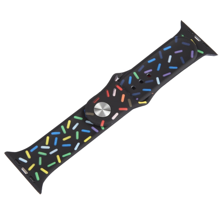 Rainbow Raindrops Silicone Watch Band For Apple Watch 42mm(Black) - Watch Bands by PMC TechLife | Online Shopping South Africa | PMC TechLife